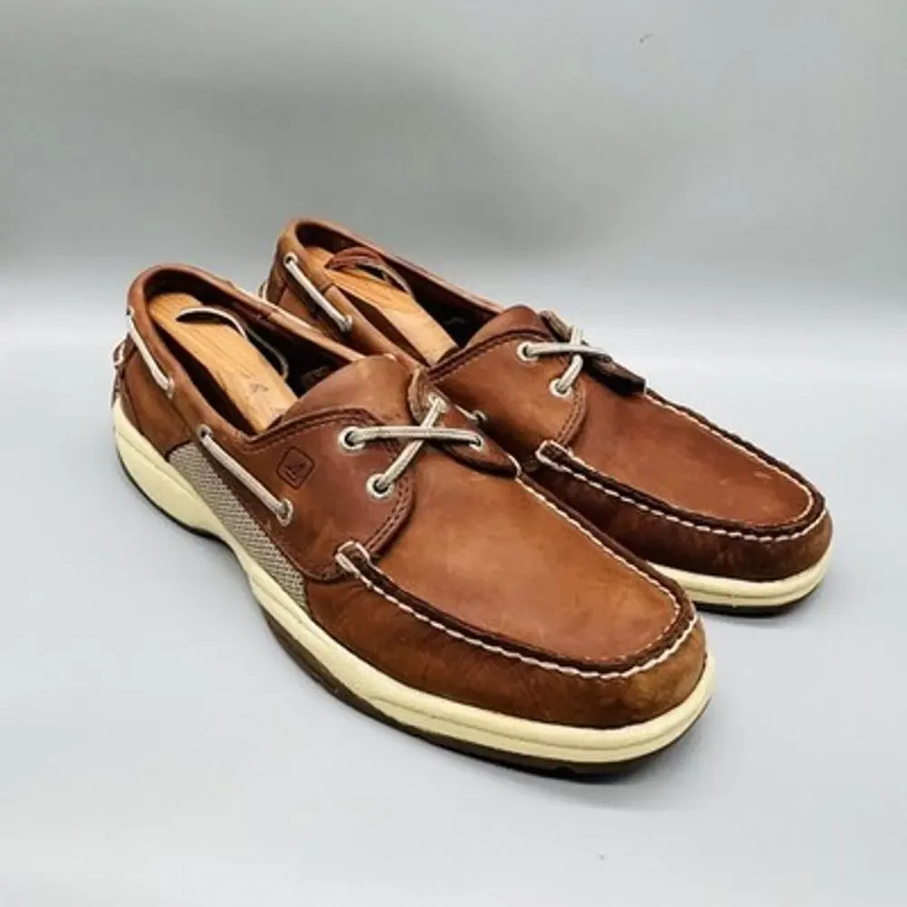 Sperry Shoes Mens 11 Brown Leather Top Sider Boat Deck Moc Toe Casual Comfort